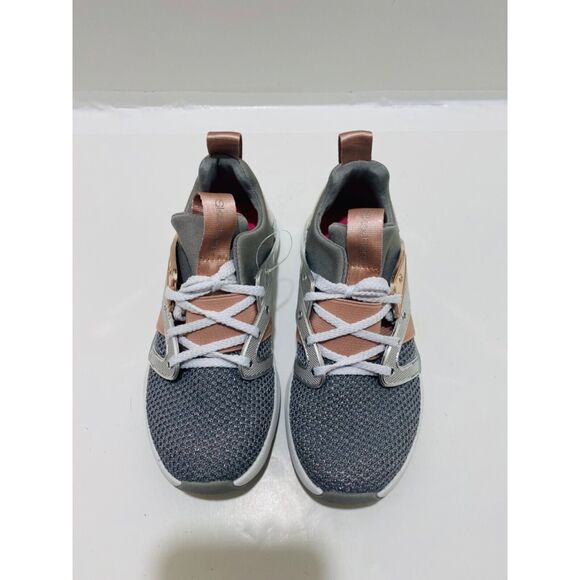 Skechers Sneakers Girl’s Metallic Grey and Rose Shine Status Athletic Size 1 - Picture 5 of 11